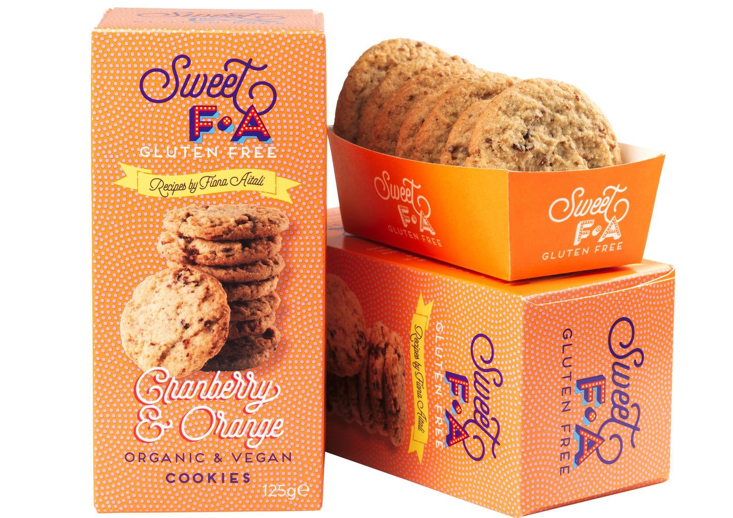 Island Bakery Sweet FA Cranberry & Orange Cookies - Schottische vegane und glutenfrei Kekse mit Cranberry & Orangen Geschmack 125g