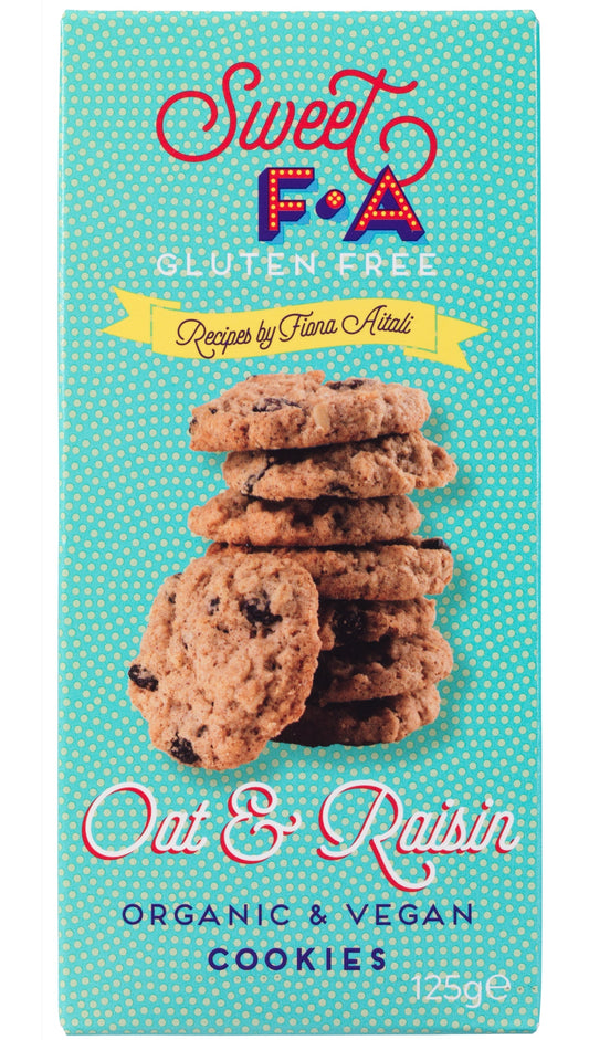 Sweet FA Oat & Raisin Cookies - Schottische vegane und glutenfreie Kekse mit Haferflocken und Rosinen 125g